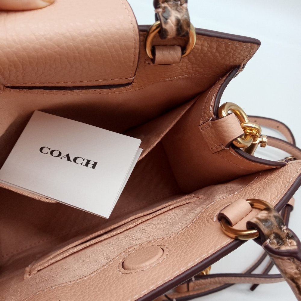 NWT Coach Pink Shell Pepper Leather Crossbody Satchel Bag Snake Embossed C6779 - Picture 15 of 16